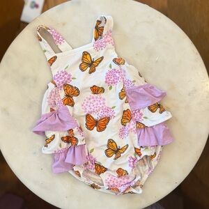3-6m Angel Dear Monarch Butterfly Hydrangea Bubble Romper Bamboo